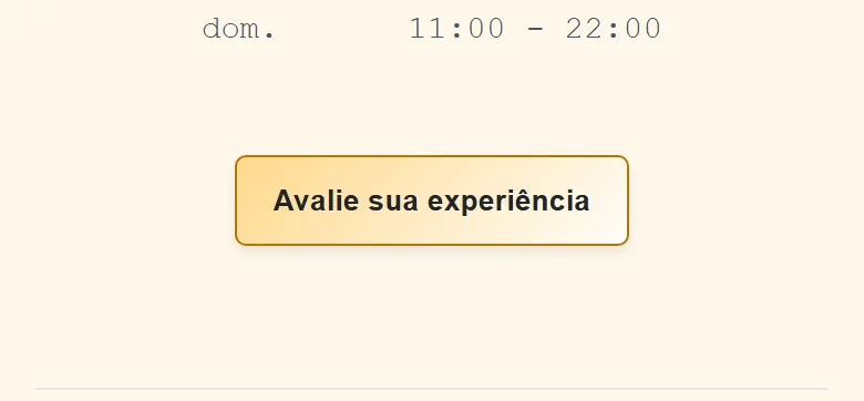 Fim do cardápio com o botão Avalie sua experiência